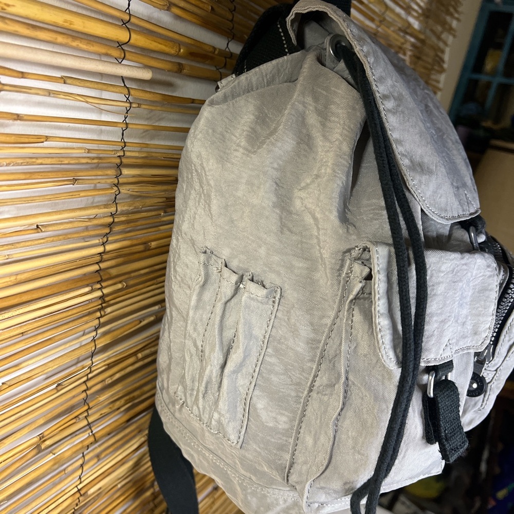 Kipling Light Gray Backpack With Black Accents - image 2